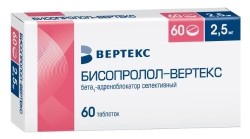 Бисопролол-Вертекс, таблетки покрытые пленочной оболочкой 2.5 мг 60 шт